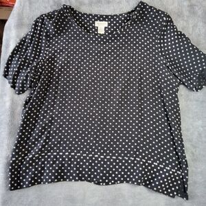 Women's The Avenue Collection 100%Silk Blouse Top Shirt Size 18/20 Black/White